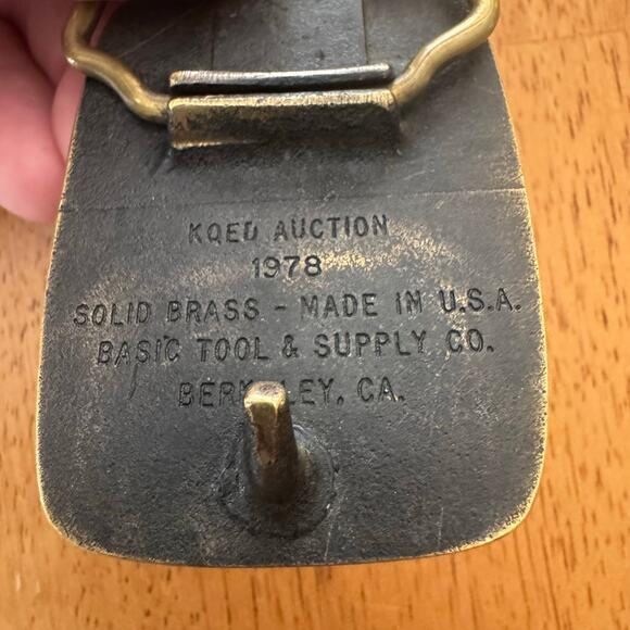 Vintage 1978 KQED Auction Brass Belt Buckle San Francisco Public FM Radio - Picture 4 of 10